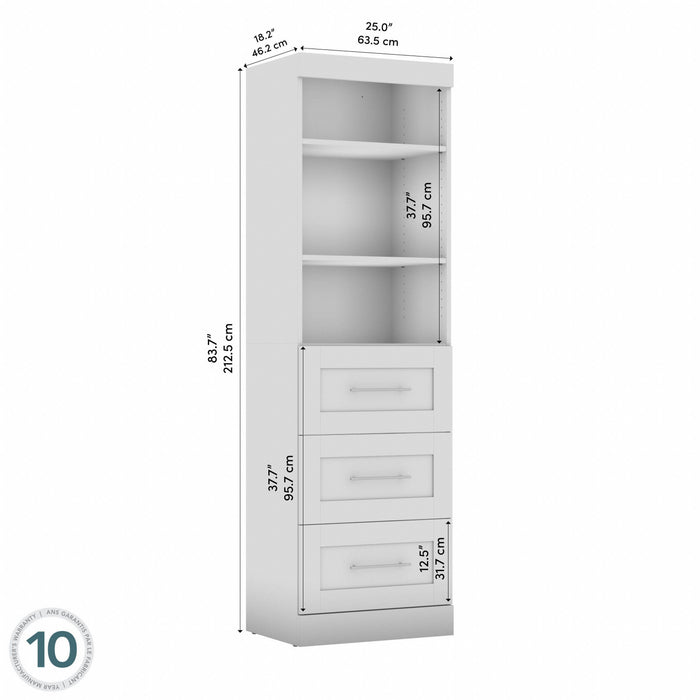 Bestar Pur 25 W Closet Organizer with Drawers - Bark Grey