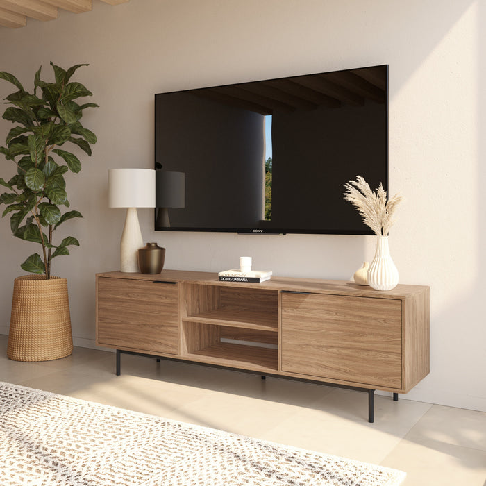 Nordika Hamilton 70\" TV Stand with 2 Storage Cabinets - Light Walnut