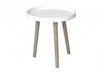 End Table With Pine Base - White Round Shape