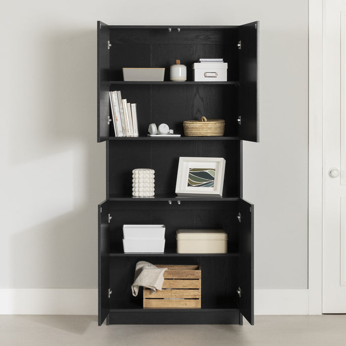 Liora 4-door Bookcase With Open Storage - Black Oak