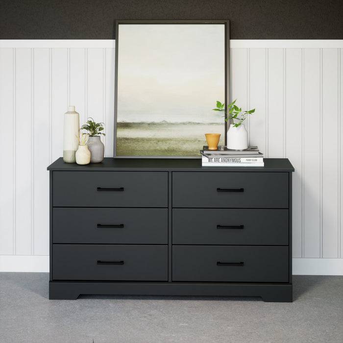 Prepac Rustic Ridge Farmhouse 6-Drawer Dresser - Black