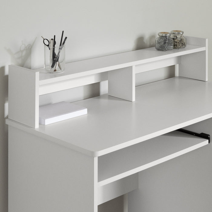 Axess Office Desk With Keyboard Tray And Drawer - Pure White