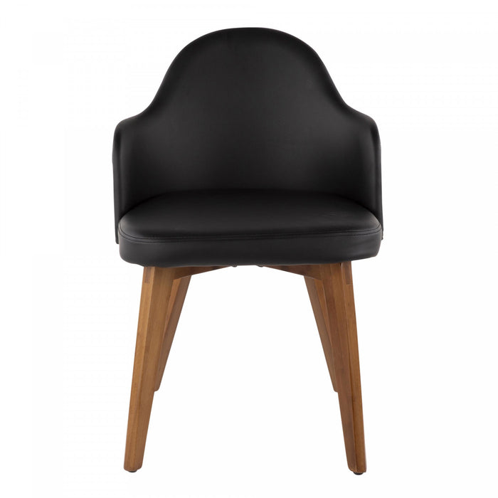 LumiSource Ahoy Faux Leather Mid-Century Dining Chair - Walnut/Black