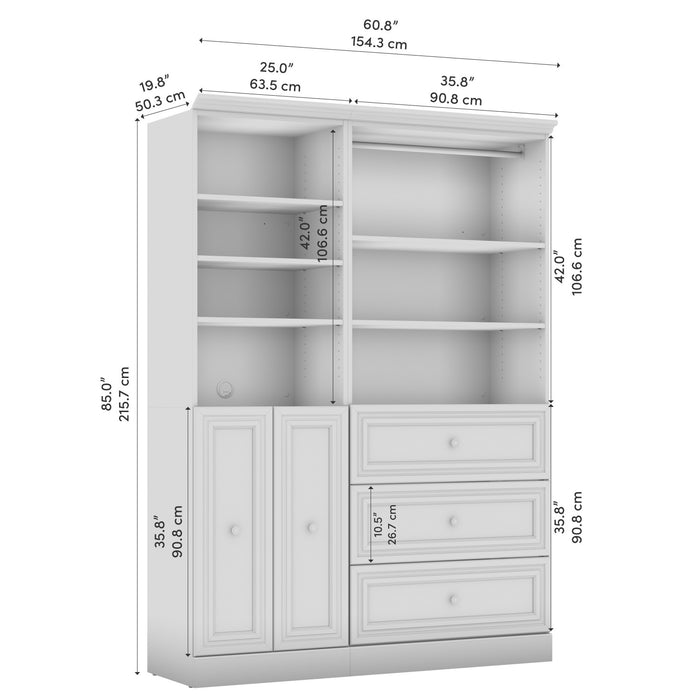 Bestar Versatile 61 W Closet Organizer System with Doors - White