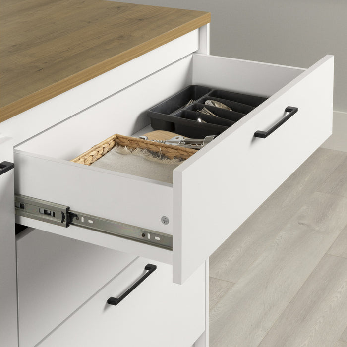 Myro Kitchen Island With Door And Drawers - White And Maple Nutmeg
