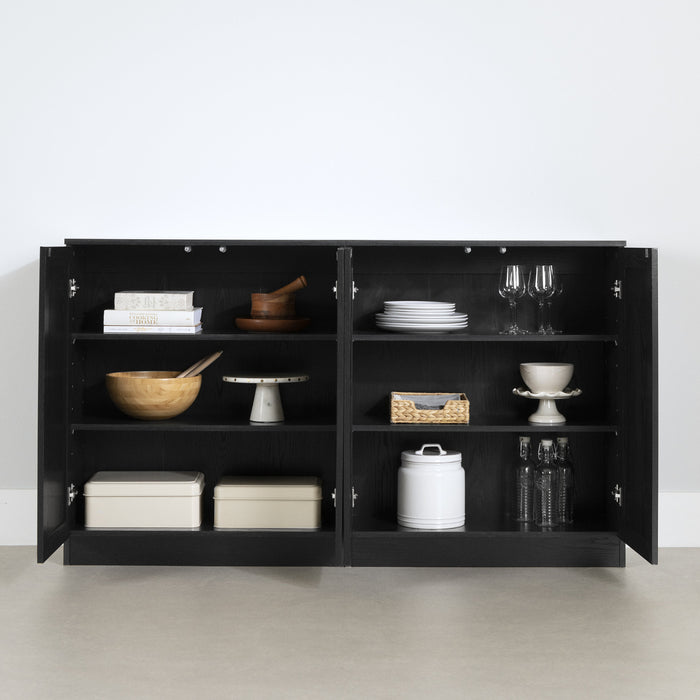 Arum Set Of 2 Sideboards With Shelves Black Oak - South Shore