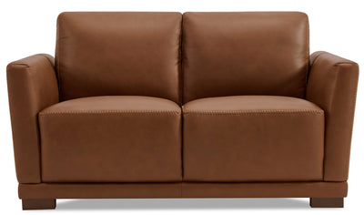 Hydeline Oslo Leather Loveseat - Nutmeg|Causeuse Oslo en cuir de Hydeline - muscade