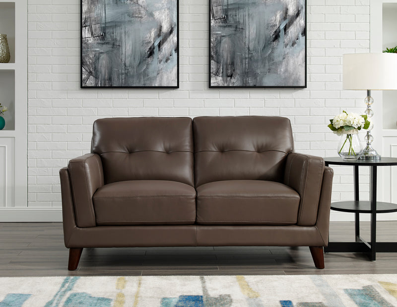 Hydeline Rowan Leather Loveseat - Brown