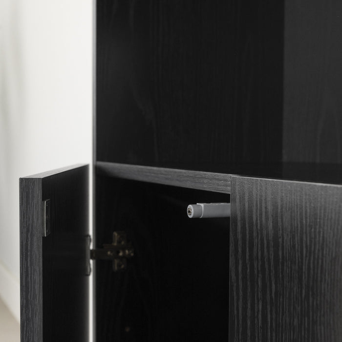 Liora 4-door Bookcase With Open Storage - Black Oak