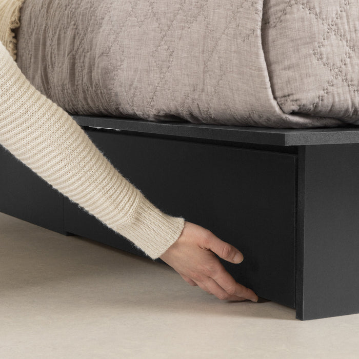 Step One Platform Bed With Drawers - Pure Black