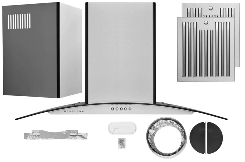 Hauslane 36\" Glass Canopy Wall Mount Range Hood - WM-600SS-36