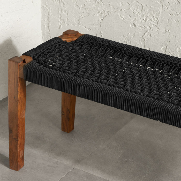 Agave Rope Bench - Black/Natural