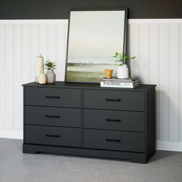 Prepac Rustic Ridge Farmhouse 6-Drawer Dresser - Black