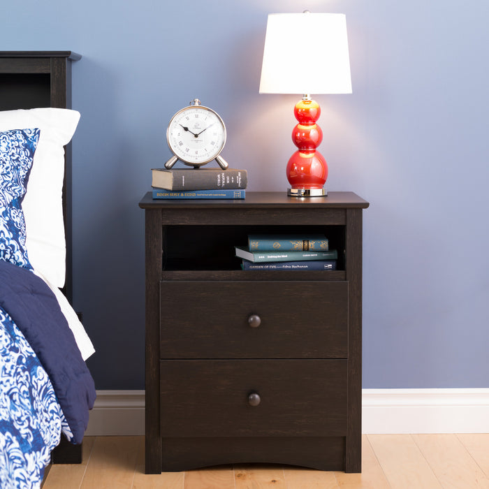 Jade 2-Drawer Nightstand - Washed Black
