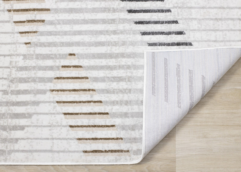 Washable Multi-Coloured Basketweave Lines Area Rug - 7'10\" x 10'6\"