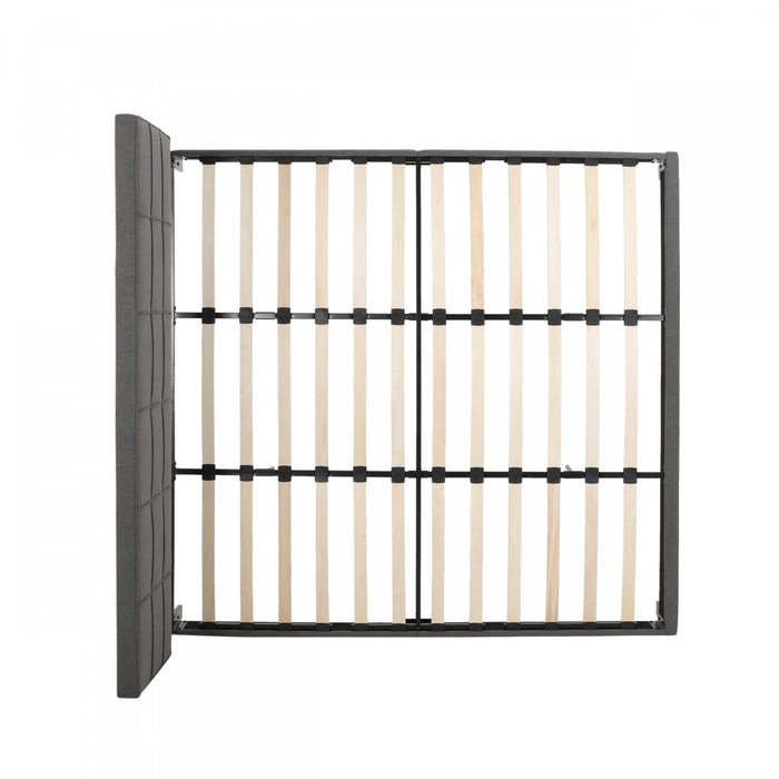 Lucia Upholstered Platform Bed Frame With Tufted Waffle Stitching,king Size,charcoal King Bed