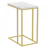 19” C-Shaped Marble Gold Metal End Table With Metal Frame - Multicolour