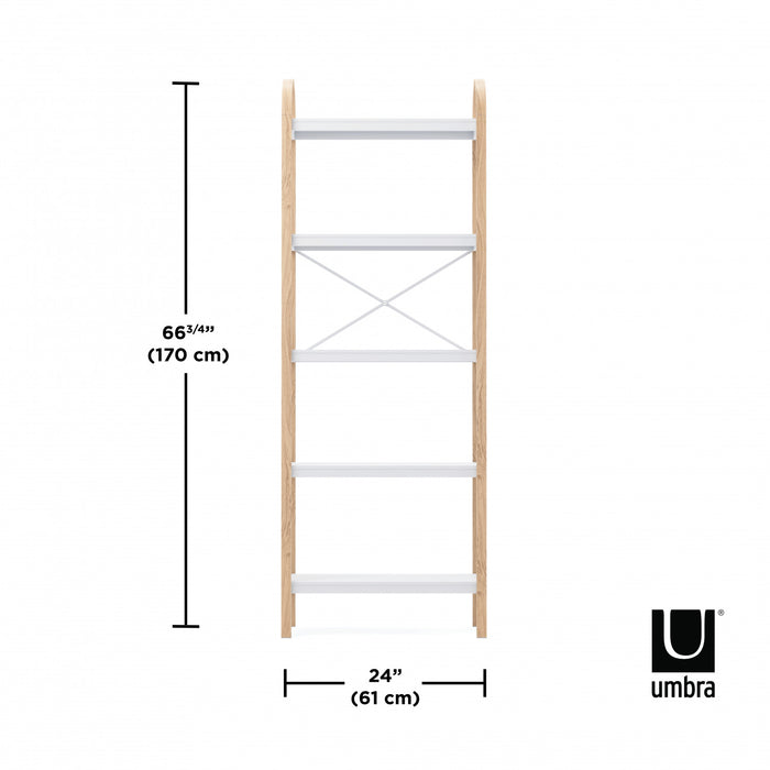 Umbra Modern Bellwood 5-Shelf Bookcase - White and Natural
