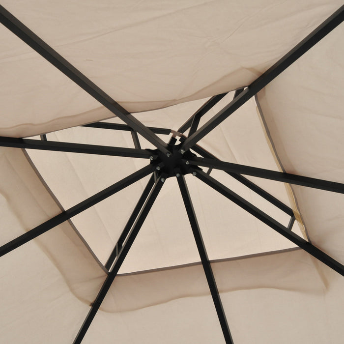Outsunny 10' X 10' Outdoor Patio Gazebo Canopy Tent With Mesh Sidewalls, 2-tier Canopy For Backyard, Beige