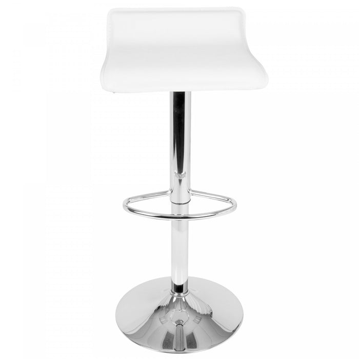 LumiSource Ale White Fabric Contemporary Adjustable Height Barstool with Swivel - Set of 2