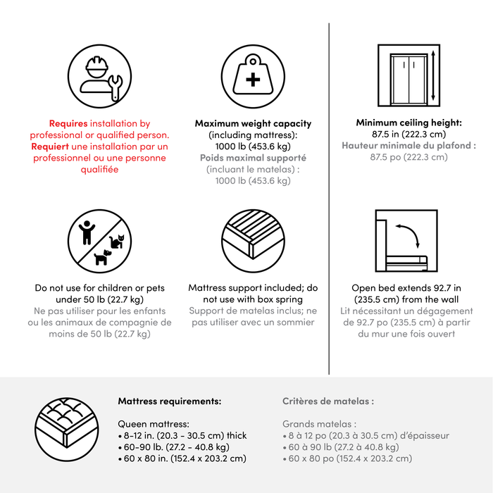 Bestar Avalon Queen Murphy Bed & Storage Cabinet with Pull-Out Shelf (87 W)