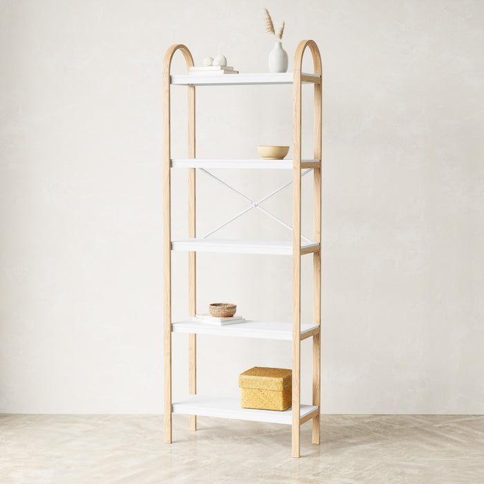 Umbra Modern Bellwood 5-Shelf Bookcase - White and Natural