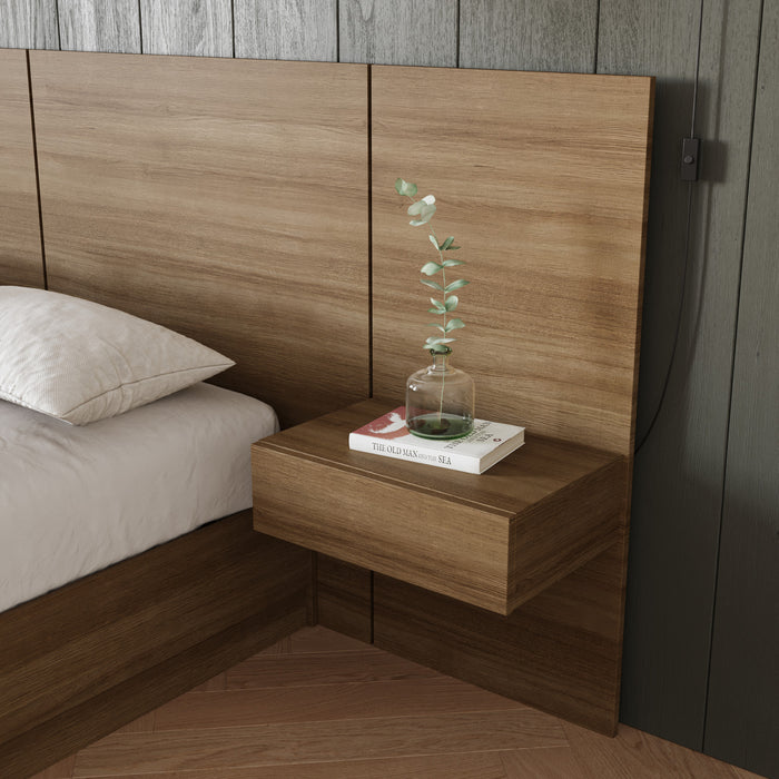 Nordika Milano Floating Nightstand Extension Panel Set Of 2 - Brown Oak