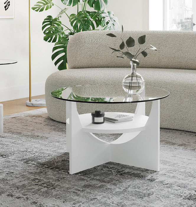 LumiSource U-Shaped Contemporary Coffee Table - White