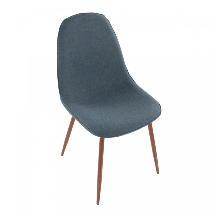 LumiSource Pebble Blue Fabric Mid-Century Modern Dining Accent Chair - Set of 2