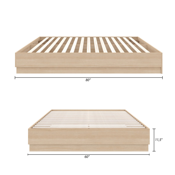 Nordika Milano Platform Queen Bed - Natural Blonde Oak