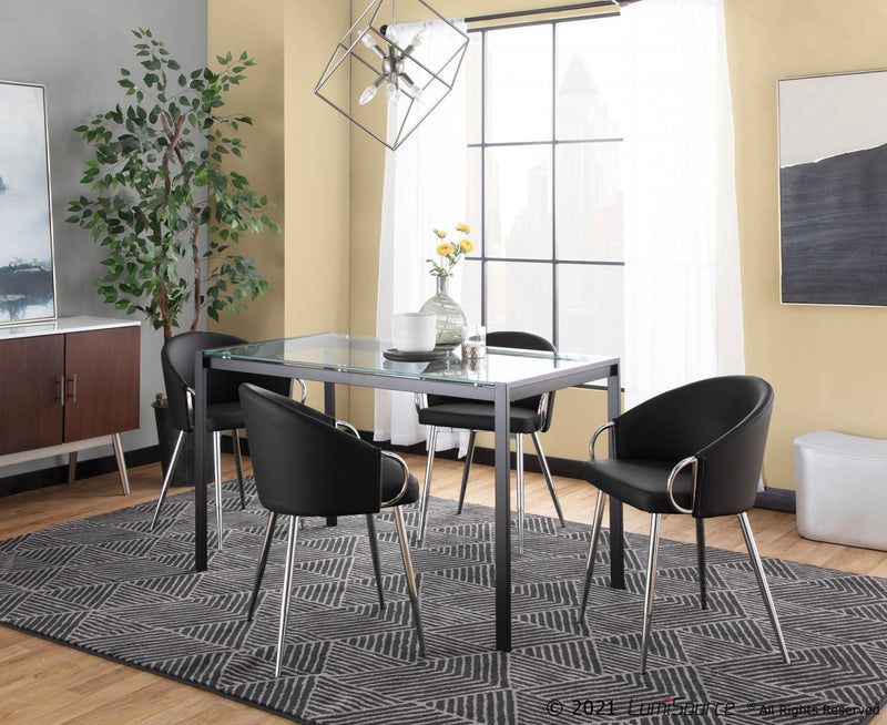 LumiSource Claire Faux Leather Contemporary Glam Dining Chair - Silver/Black