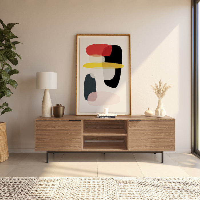 Nordika Hamilton 70\" TV Stand with 2 Storage Cabinets - Light Walnut