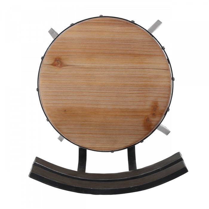 Denise Bar Stool With Swievl & Adjustable Wood Seat, Metal Frame - Antique Black