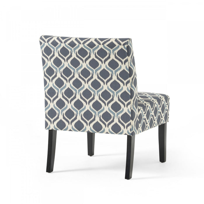 Oliver Linen-look Fabric Accent Chair Set Of 2 With Rubberwood Legs - Blue