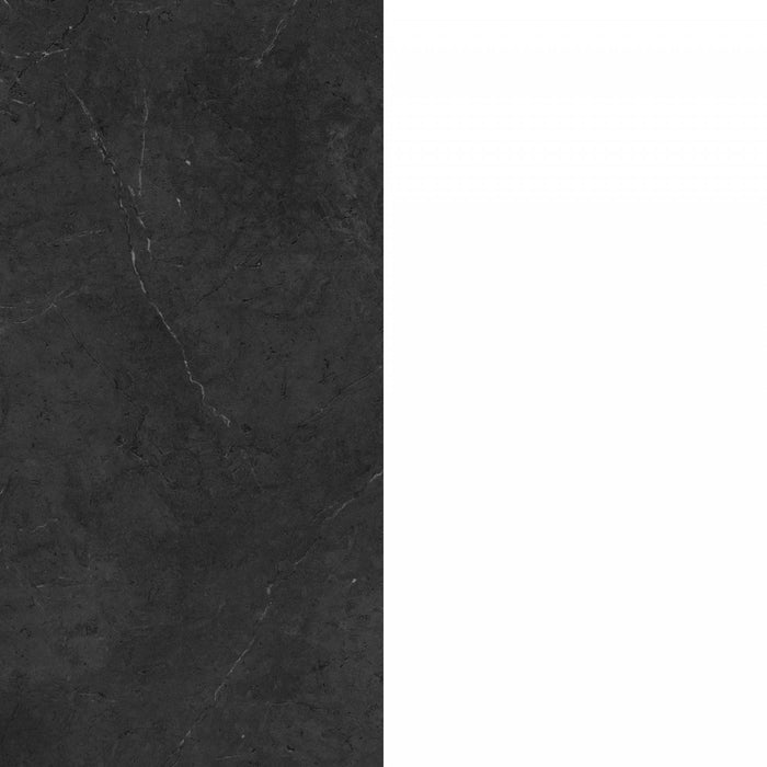 Myro Compact Kitchen Island With Storage - Faux Black Stone And White