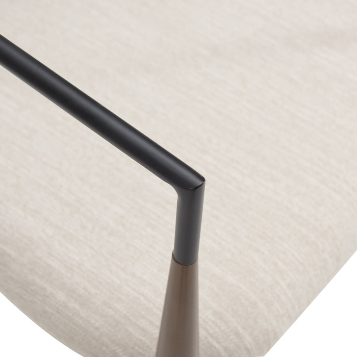 Mila Dining Chair Set Of 2 With Upholstered Fabric And Metal Frame - Beige and Walnut