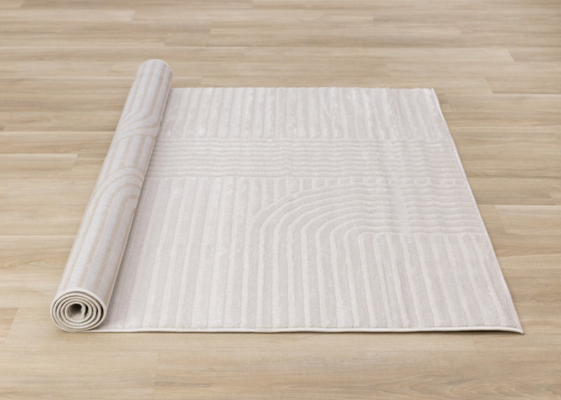 Leonardo White Grey Modern Lines Area Rug - 7'10\" x 10'6\"