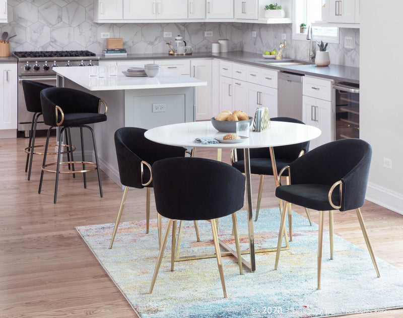 LumiSource Claire Velvet Contemporary Glam Dining Chair - Gold/Black