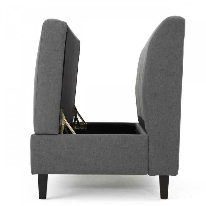 Haley Fabric Armless Loveseat With Hidden Storage And Wood Legs - Charcoal