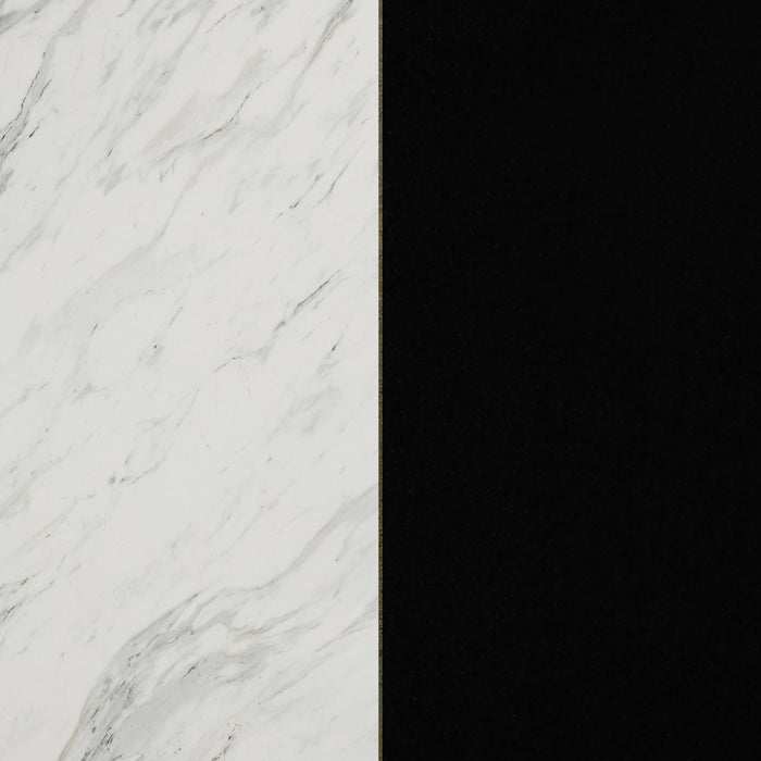 Olio Compact Kitchen Island with Storage - Matte Black & Faux White Marble