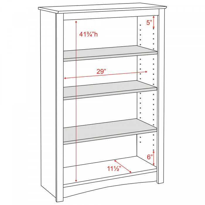 Four-Shelf Bookcase - White