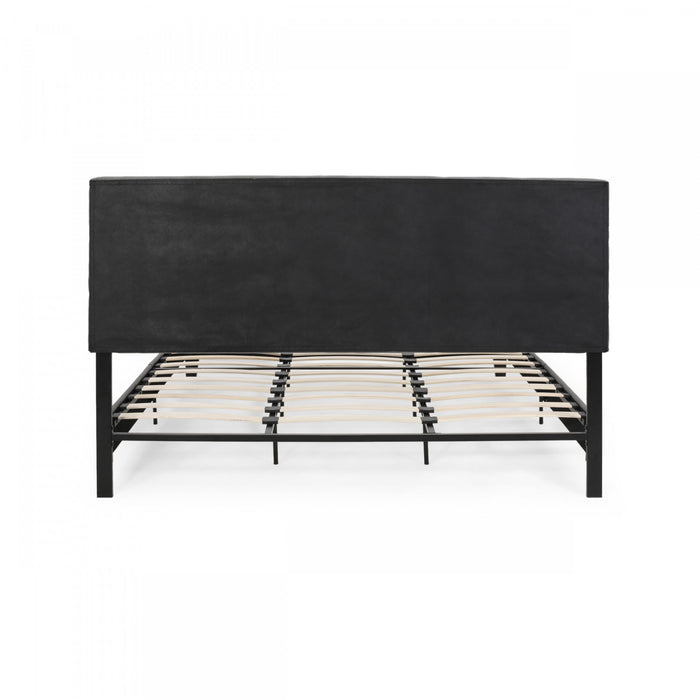 Lucia Upholstered Platform Bed Frame With Tufted Waffle Stitching,king Size,charcoal King Bed