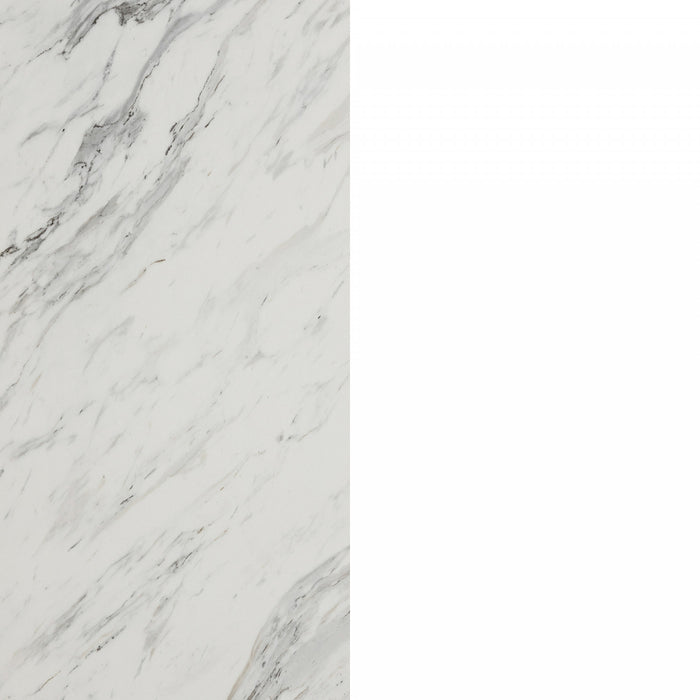 Myro Kitchen Island With Storage - Faux White Marble And White