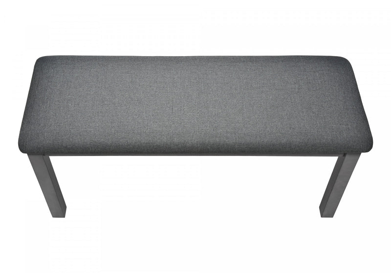 Bench Rectangular Wood Fabric Dining Room Kitchen Entryway Grey Transitional