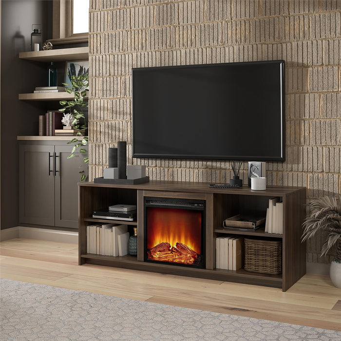 Ameriwood Home Mainstays Courtland Electric Fireplace TV Stand for TVs up to 65\" - Walnut