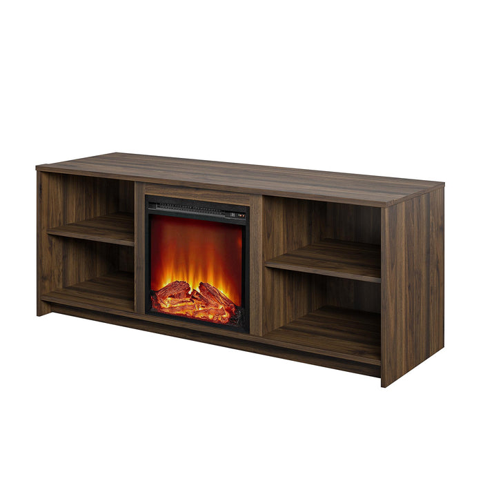 Ameriwood Home Mainstays Courtland Electric Fireplace TV Stand for TVs up to 65\" - Walnut