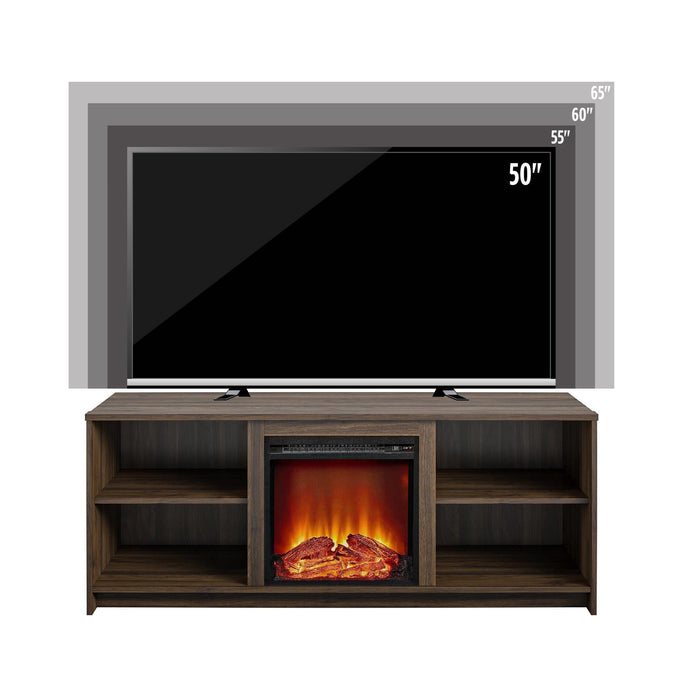 Ameriwood Home Mainstays Courtland Electric Fireplace TV Stand for TVs up to 65\" - Walnut