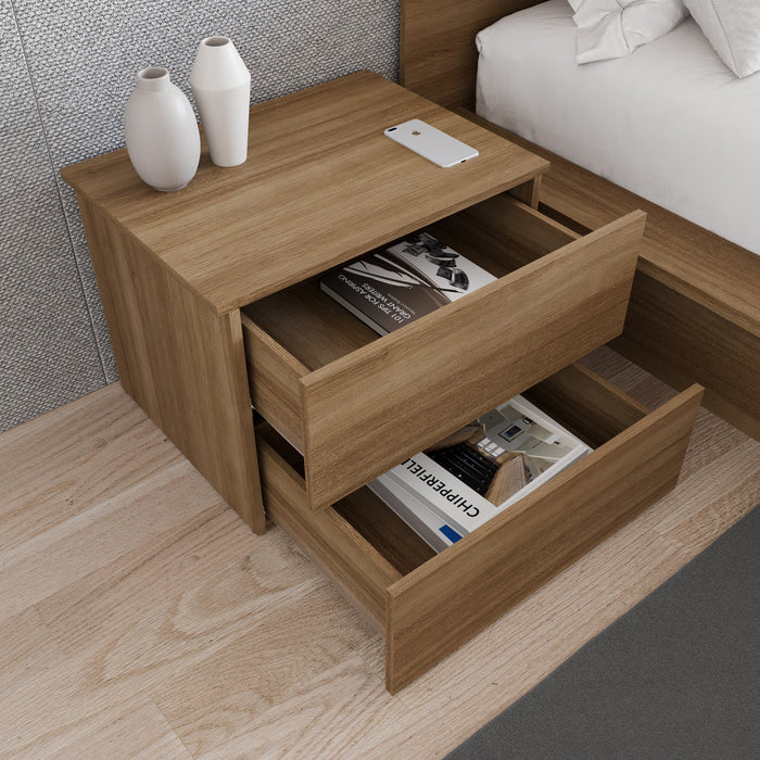Nordika James Nightstand With 2-Drawers - Brown Oak
