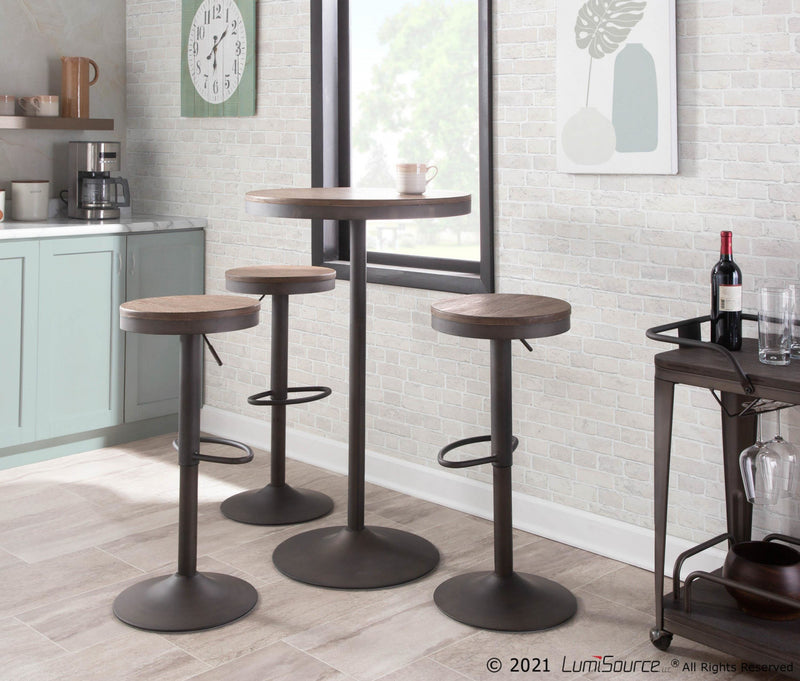 LumiSource Dakota Brown Industrial Adjustable Barstool - Set of 2