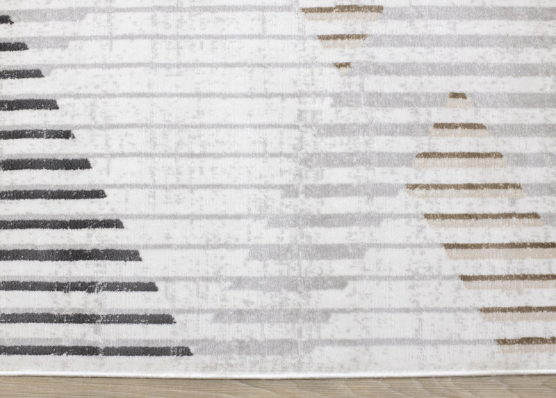 Washable Multi-Coloured Basketweave Lines Area Rug - 7'10\" x 10'6\"